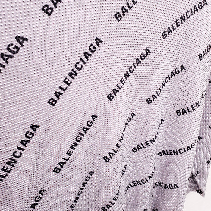 BALENCIAGA SILVER AND BLACK RHINESTONE LOGO TURTLENECK SWEATER - SIZE 2 (M)
