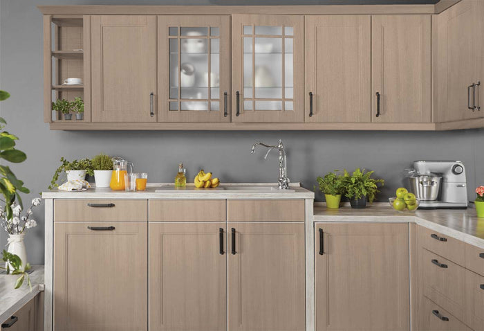 Retique It Bare Wood Kit for kitchen cabinets, satin finish interior top coat with natural wood appearance and stain not included.