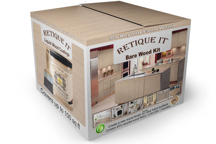 Large bare wood kit by Retique It with natural wood finish, includes exterior top coat, stain not included, matte exterior protection.