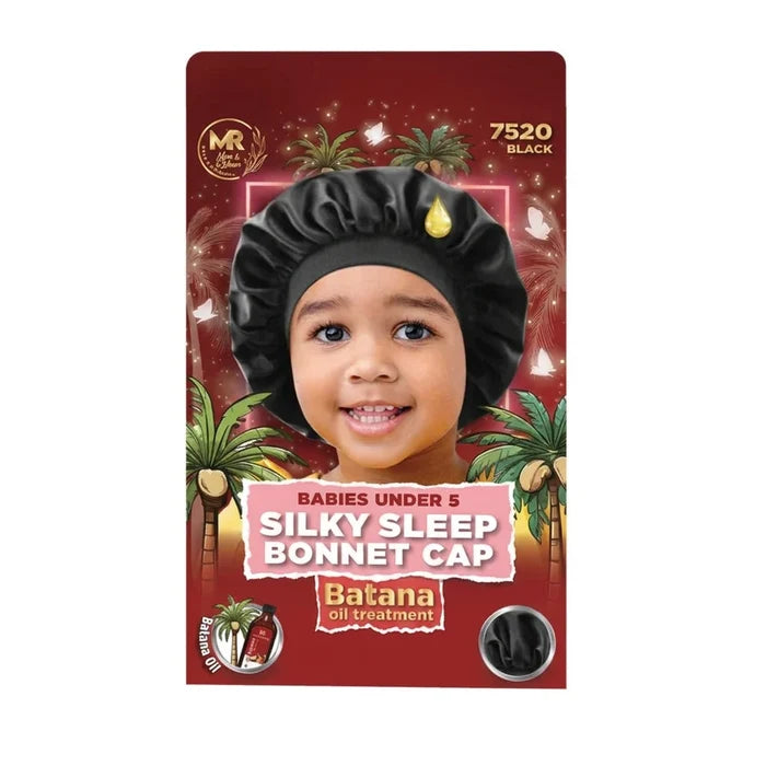 Batana Oil Treatment Babies under 5 Silky Bonnet Cap Black - 7520