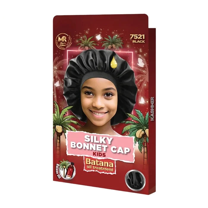 Batana Oil Treatment Kids Silky Bonnet Cap Black - 7521