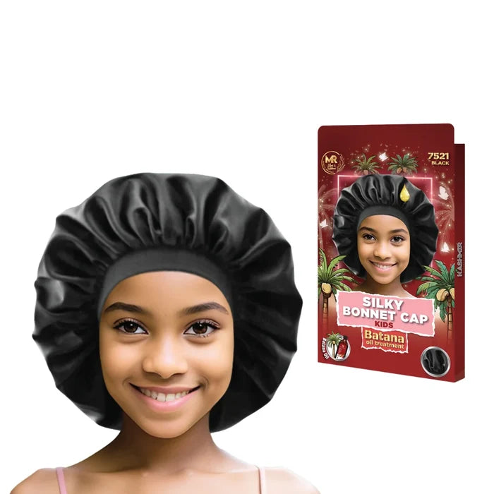 Batana Oil Treatment Kids Silky Bonnet Cap Black - 7521