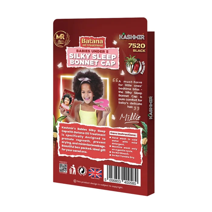 Batana Oil Treatment Kids Silky Bonnet Cap Black - 7521