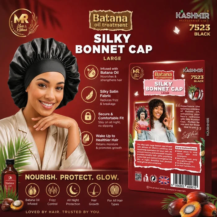 Batana Oil Treatment Kids Silky Bonnet Cap Black - 7521