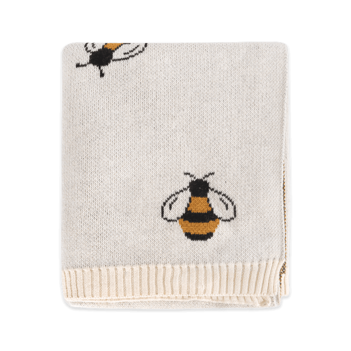Bees - Jacquard Sweater Knit Baby Blanket (Organic Cotton)