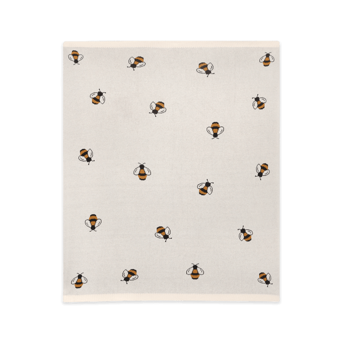 Bees - Jacquard Sweater Knit Baby Blanket (Organic Cotton)