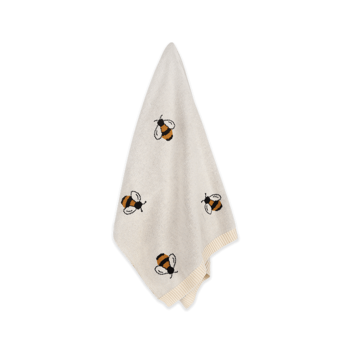 Bees - Jacquard Sweater Knit Baby Blanket (Organic Cotton)