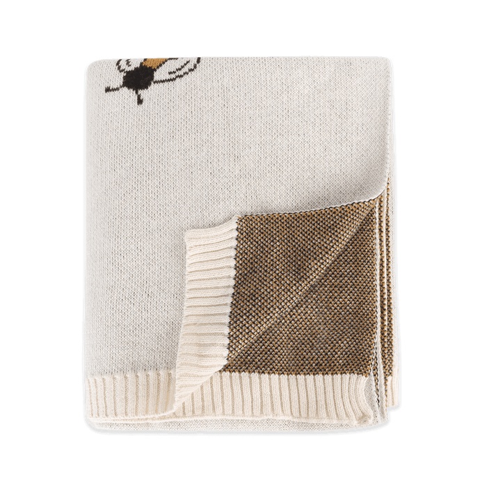 Bees - Jacquard Sweater Knit Baby Blanket (Organic Cotton)