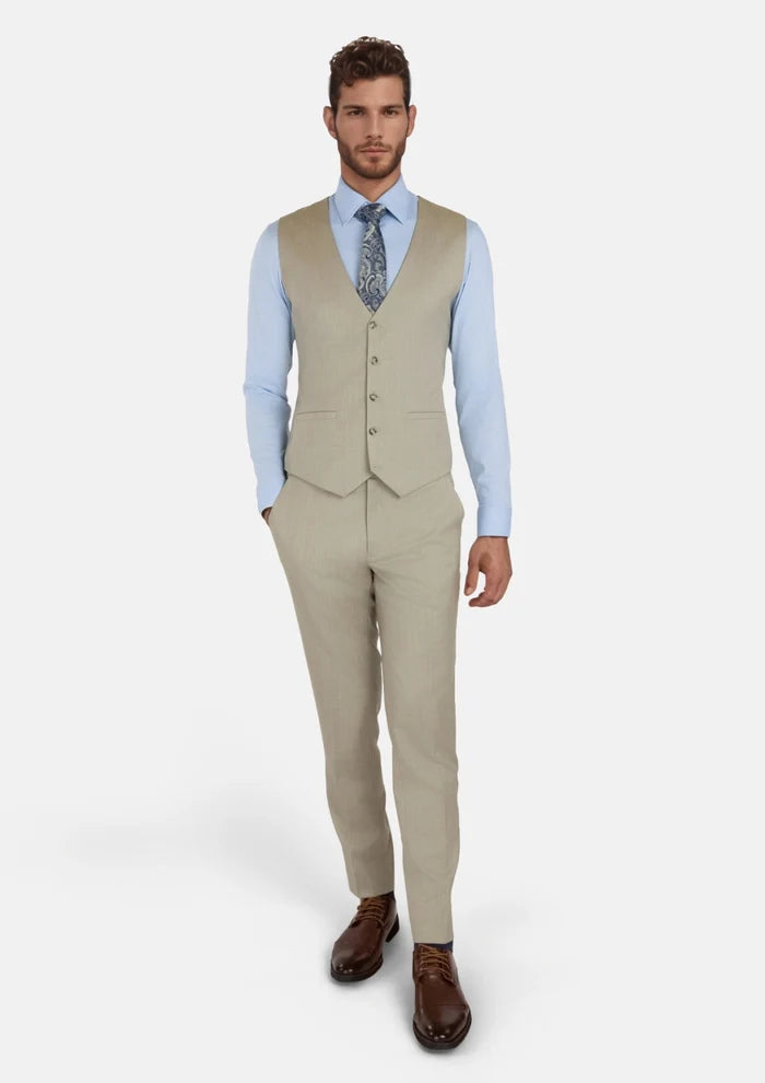 Beige Sandstone Italian Wool Vest - SARTORO