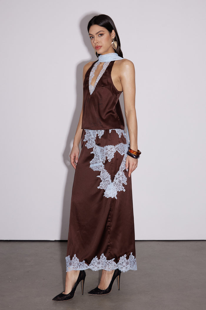 Bess Lace Asymmetric Skirt Set