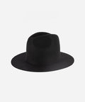 A black tall fedora hat on a plain background #color_black
