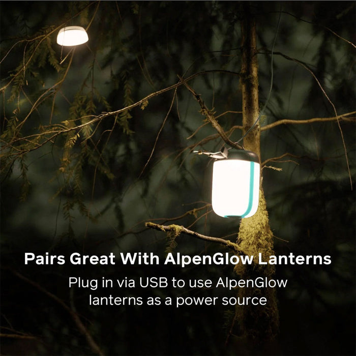 Boilite SiteLight String used with an AlpenGlow lantern as its power source
