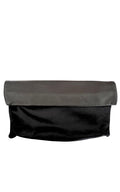 BCBG Max Azria black leather satin fold-over clutch evening bag