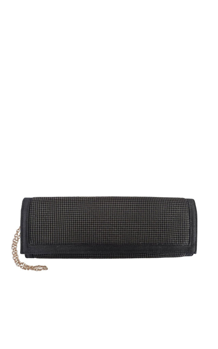 BCBG Max Azria Black Metal Mesh Envelope Clutch