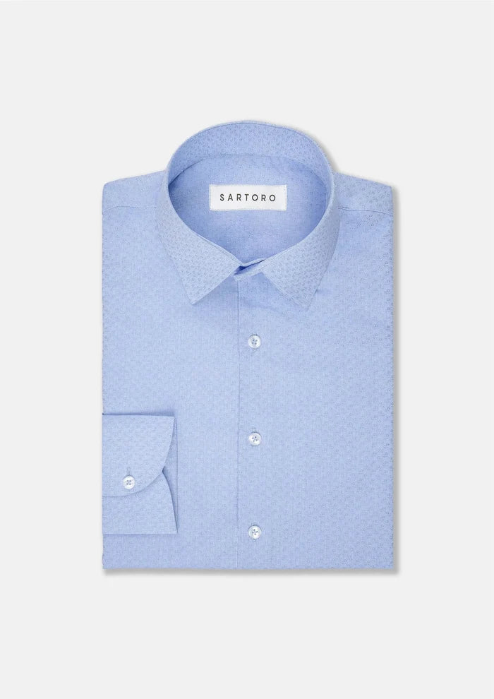 Blue Microfloral Shirt - SARTORO