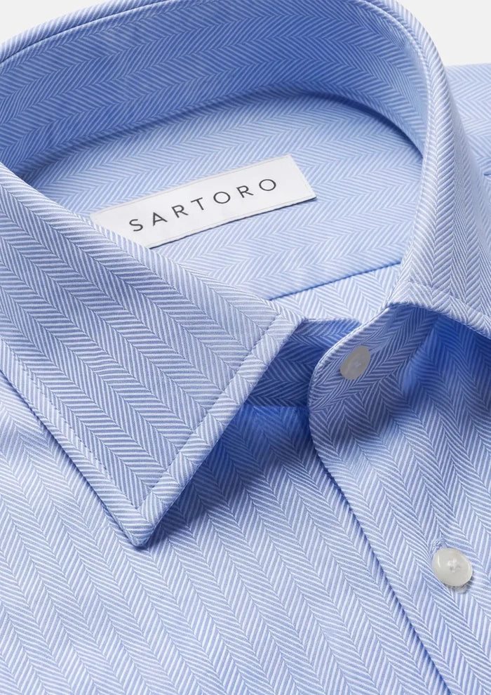 Bluebell Herringbone Shirt - SARTORO