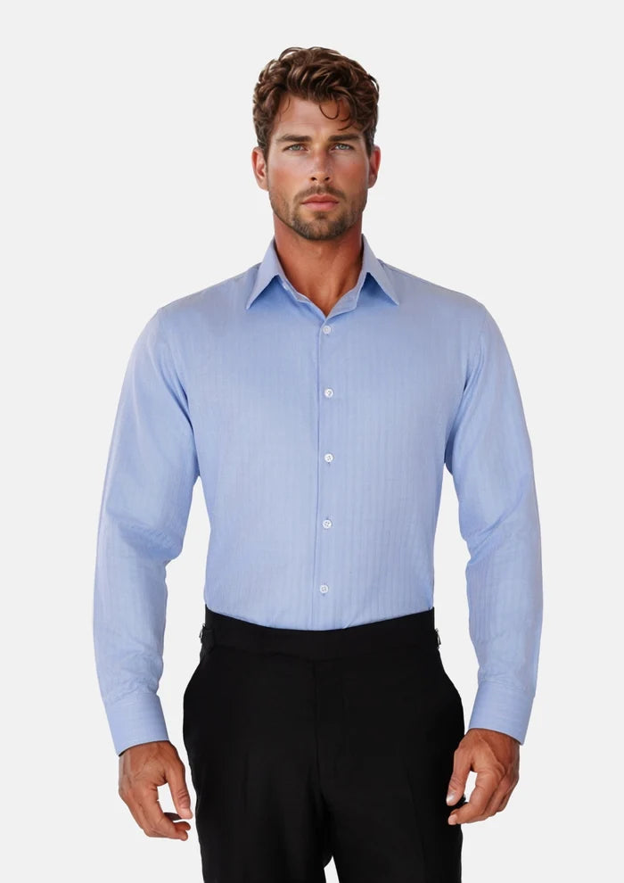 Blue Herringbone Shirt - SARTORO