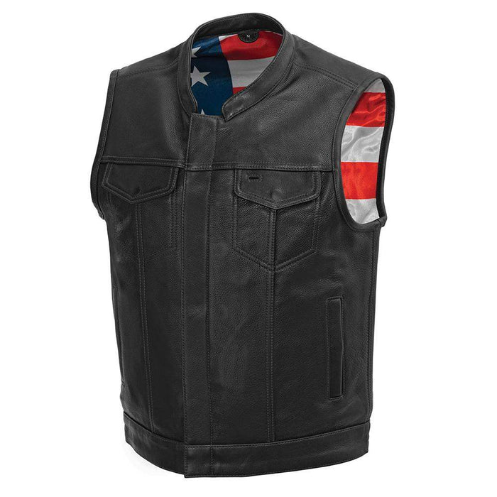 Born Free Black Stitching Vest: Embrace the spirit of the open road with the Born Free Leather Vest
