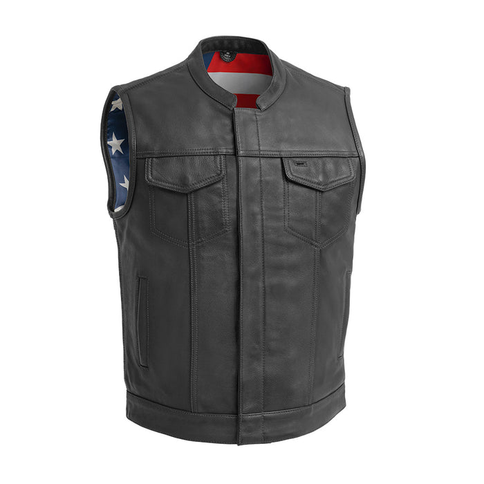 Born Free Black Stitching Vest: Embrace the spirit of the open road with the Born Free Leather Vest