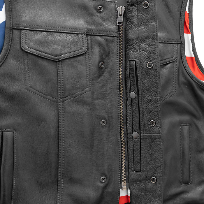 Born Free Black Stitching Vest: Embrace the spirit of the open road with the Born Free Leather Vest