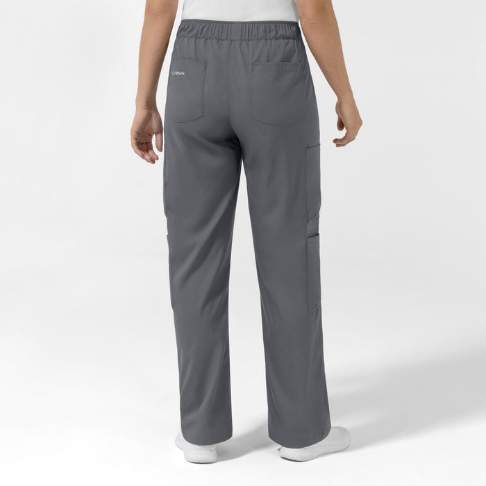 Boundless Women's Classic Wide Leg Cargo Scrub Pant - Pewter and Black