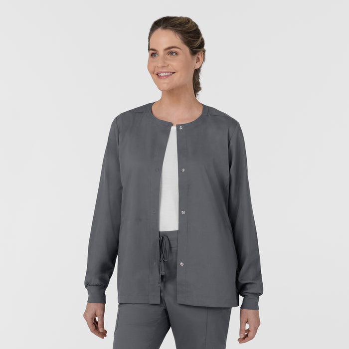 Boundless Women’s Warm-Up Scrub Jacket Pewter side view