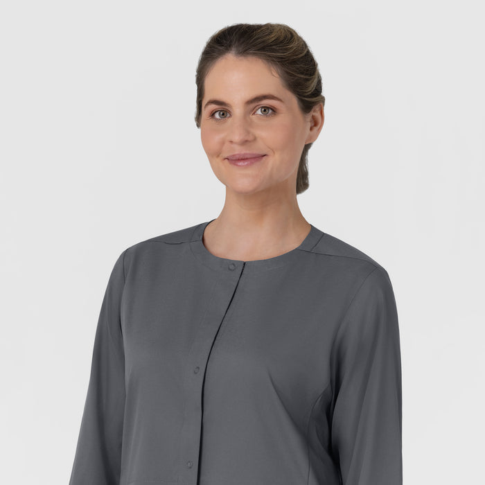Boundless Women’s Warm-Up Scrub Jacket Pewter front detail
