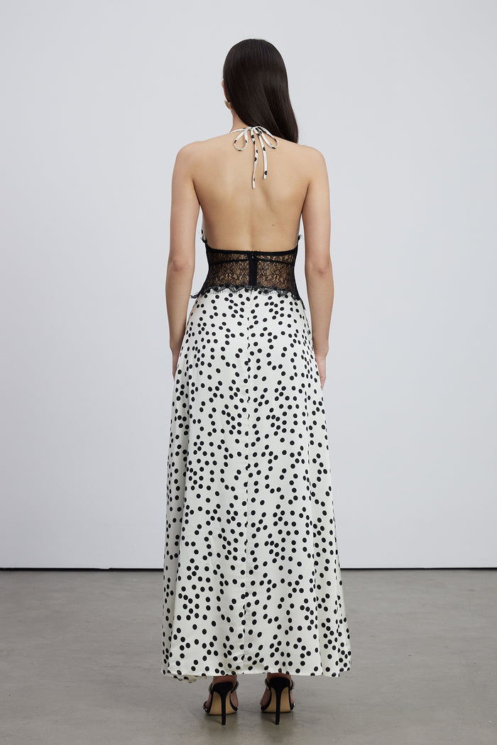 Bowie Lace Plunge Dot Maxi Dress