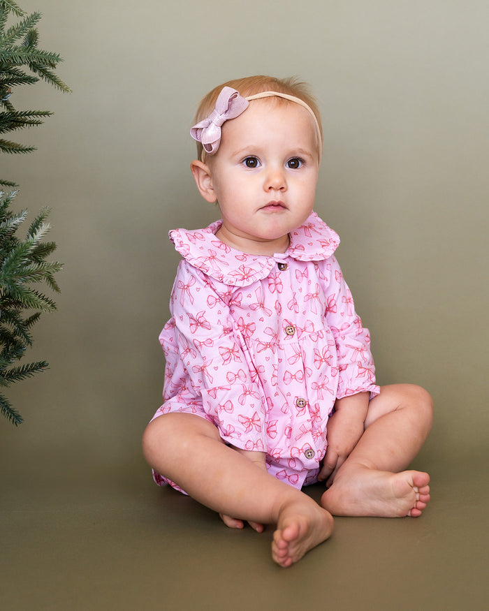 Bows Organic Baby Pink Dress & Bloomer Set
