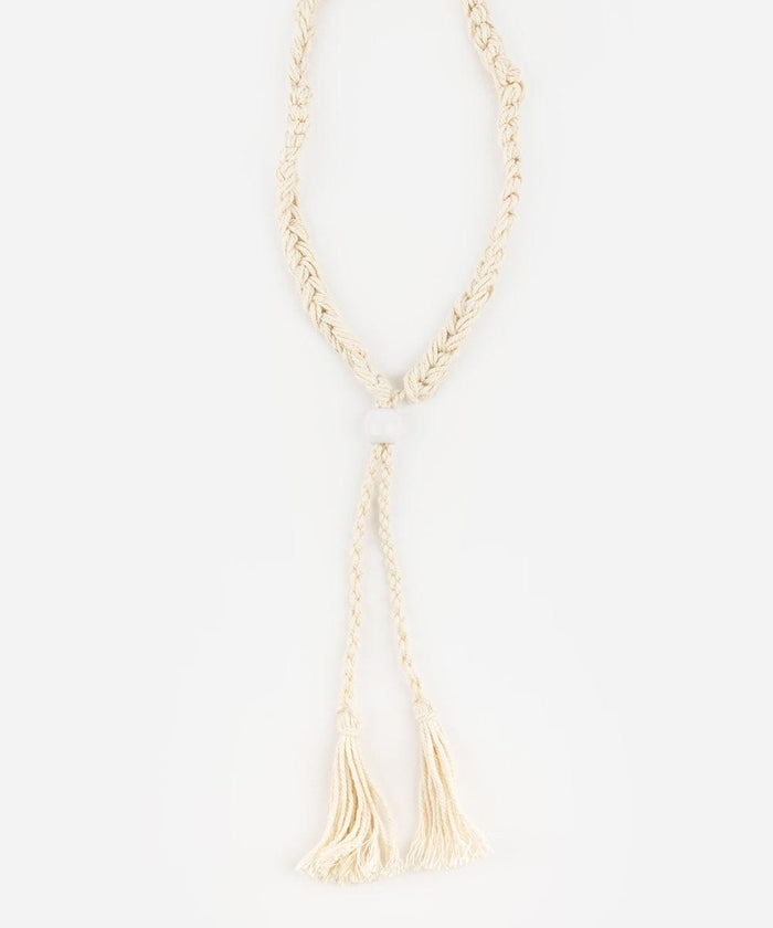 A natural white colored braided rope hat band on a plain background #color_natural white