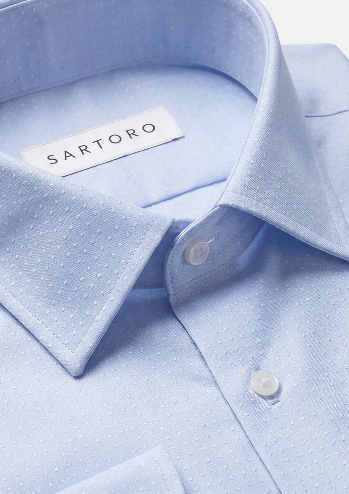 Breeze Blue Dobby Dot Shirt - SARTORO