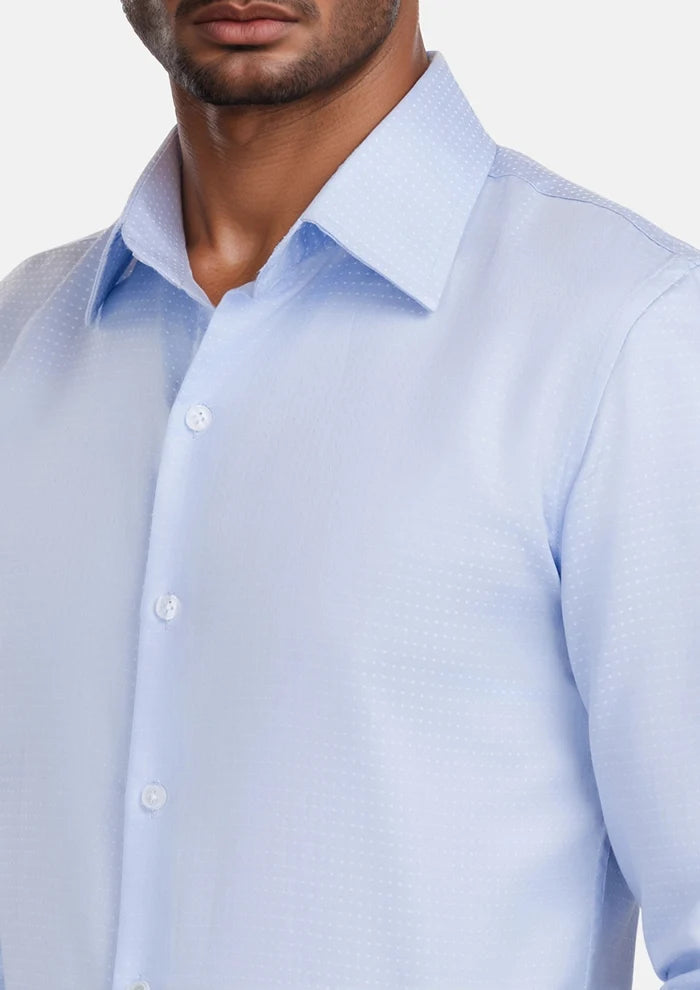 Light Blue Dotted Shirt - SARTORO
