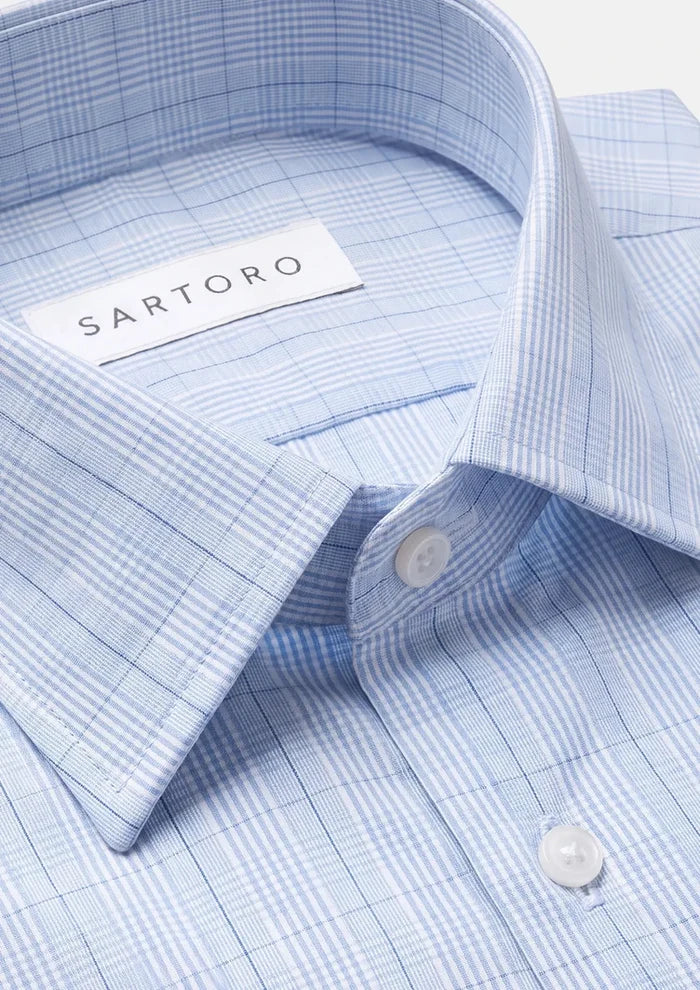 Breeze Blue Glen Check Shirt - SARTORO