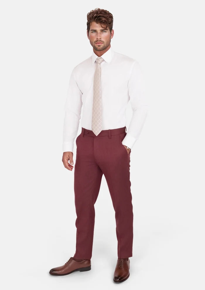 Burgundy Herringbone Pants - SARTORO
