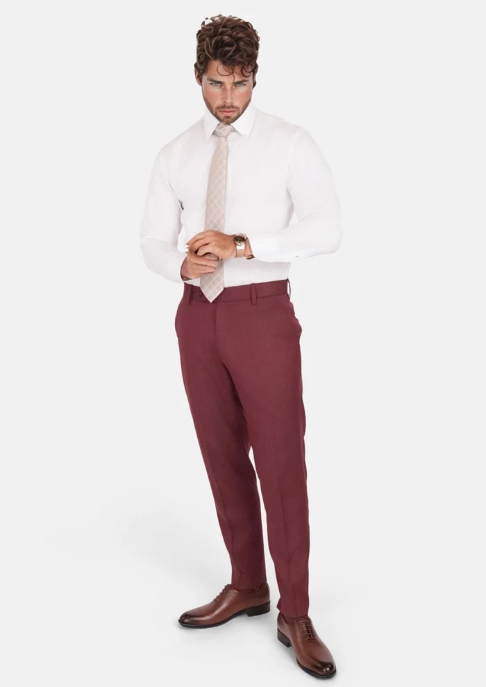 Burgundy Herringbone Pants - SARTORO