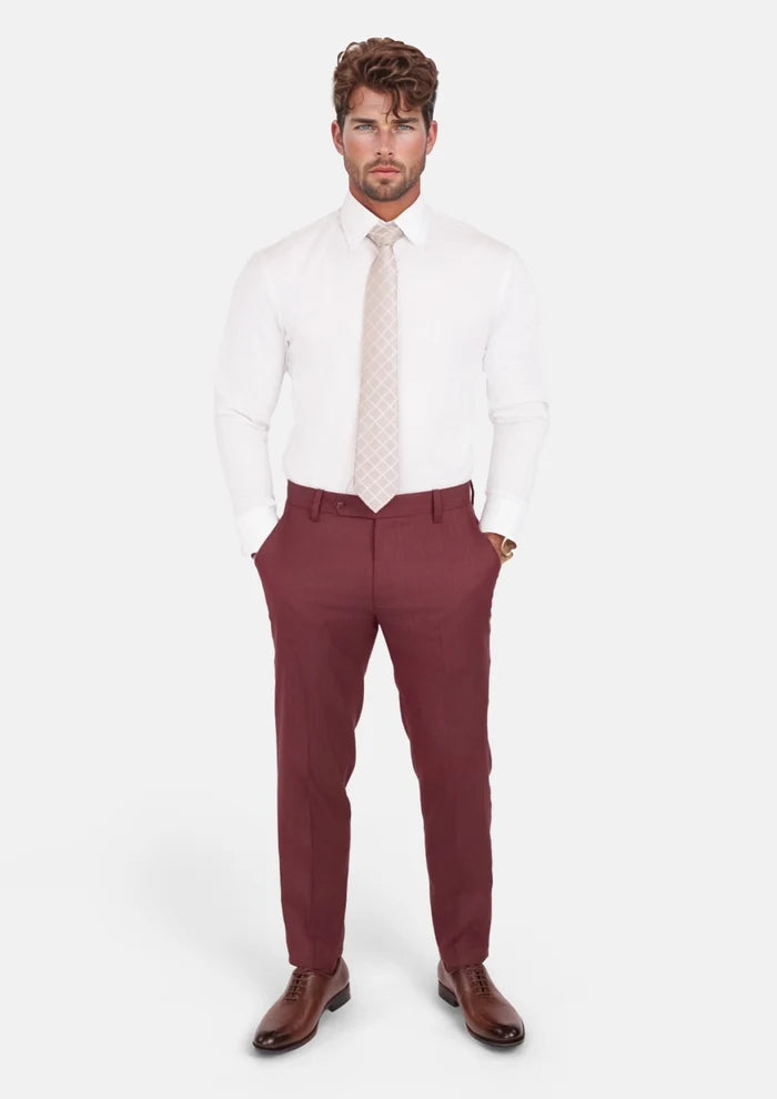 Burgundy Herringbone Pants - SARTORO