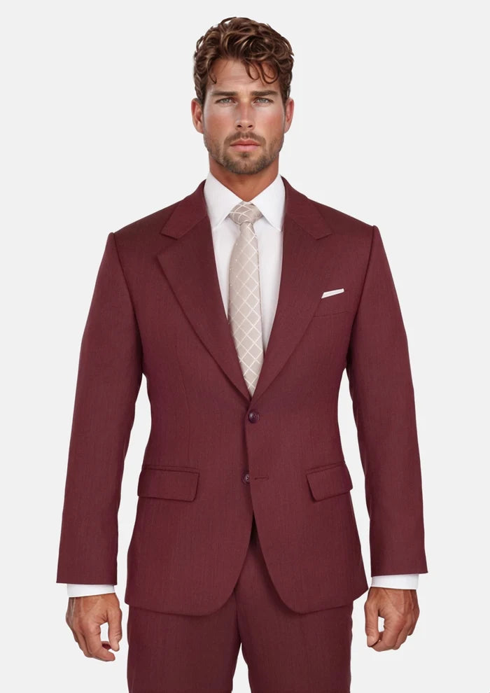 Burgundy Herringbone Ellis Suit - SARTORO