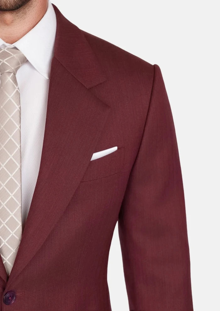 Burgundy Herringbone Ellis Suit - SARTORO