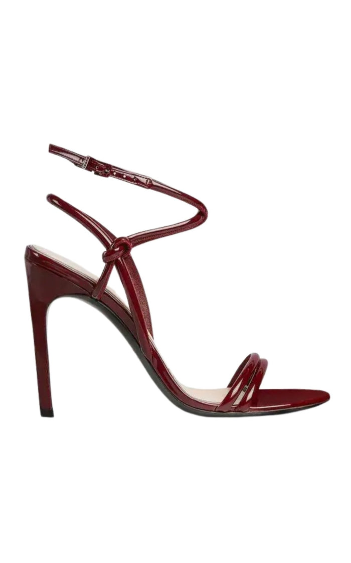 Gucci black patent leather strappy sandals with knot detail