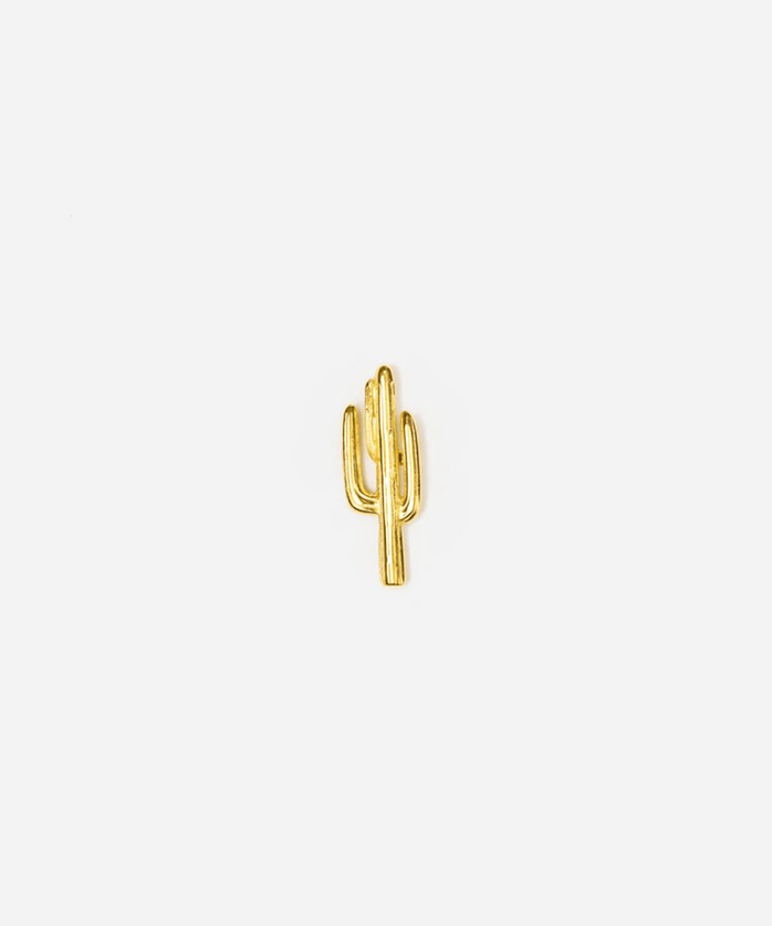 Gold cactus-shaped hat pin on a white background #color_gold