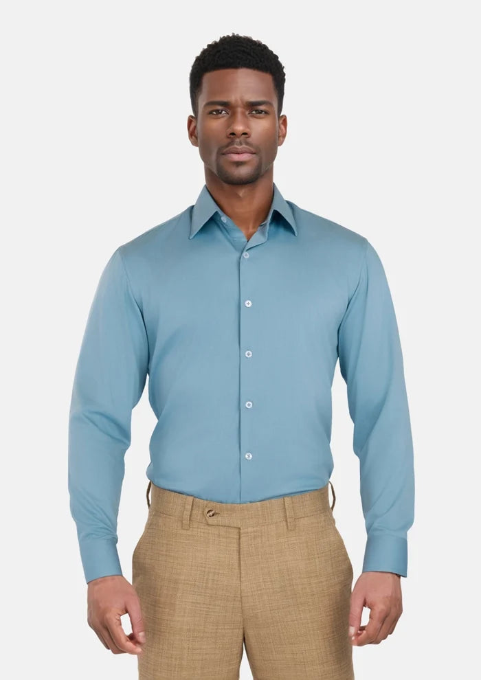 Cool Blue Textured Weave Shirt - SARTORO