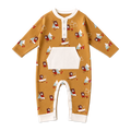 front of camping bear fox kangaroo jacquard baby jumpsuit