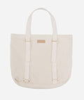 A natural colored canvas tote bag with two adjustable straps designed to carry a hat. #color_natural