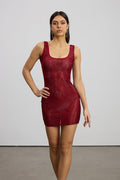 Caomh Rhinestone Mesh Mini Dress In Red
