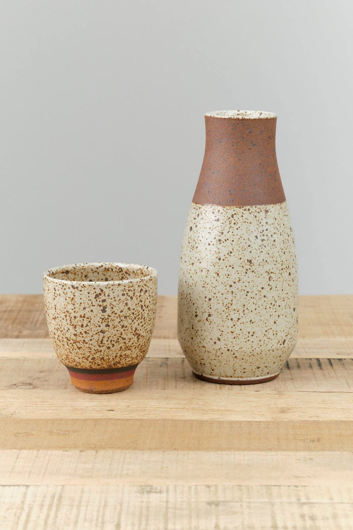 Kat and Roger Home Kitchen Serving Carafe and Bloomer Cup Variety Stripes