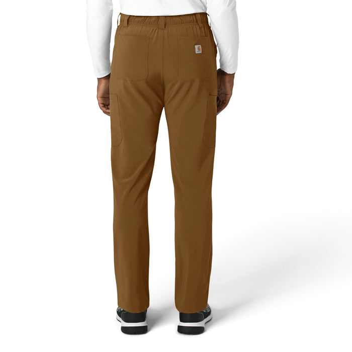 Force Cross-Flex Men's Straight Leg Scrub Pant Carhartt Brown back view