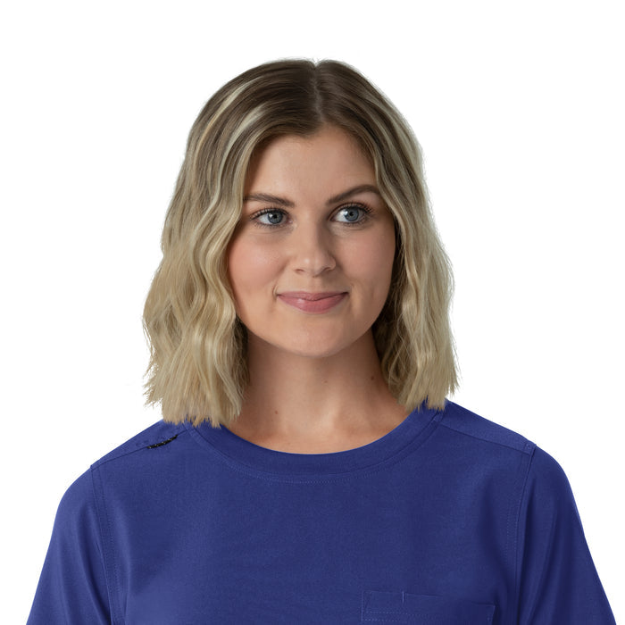 Force Cross-Flex Women's Crew Neck Scrub Top Galaxy Blue front detail