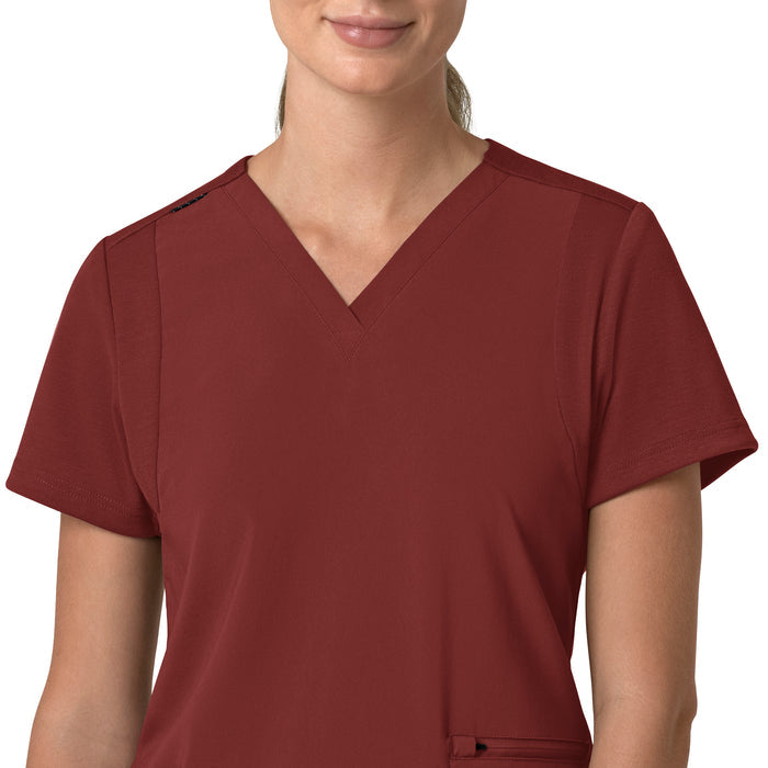 Force Cross-Flex Women's Flex Panel V-Neck Scrub Top Amber Terrain front detail