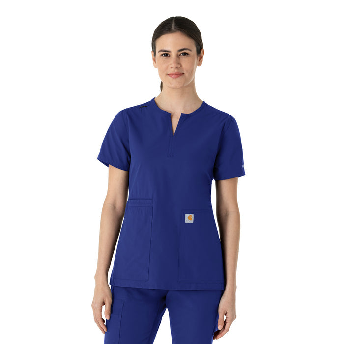 Force Essentials Women's Notch Neck Tunic Scrub Top Galaxy Blue