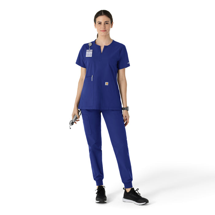 Force Essentials Women's Notch Neck Tunic Scrub Top Galaxy Blue full scrub set